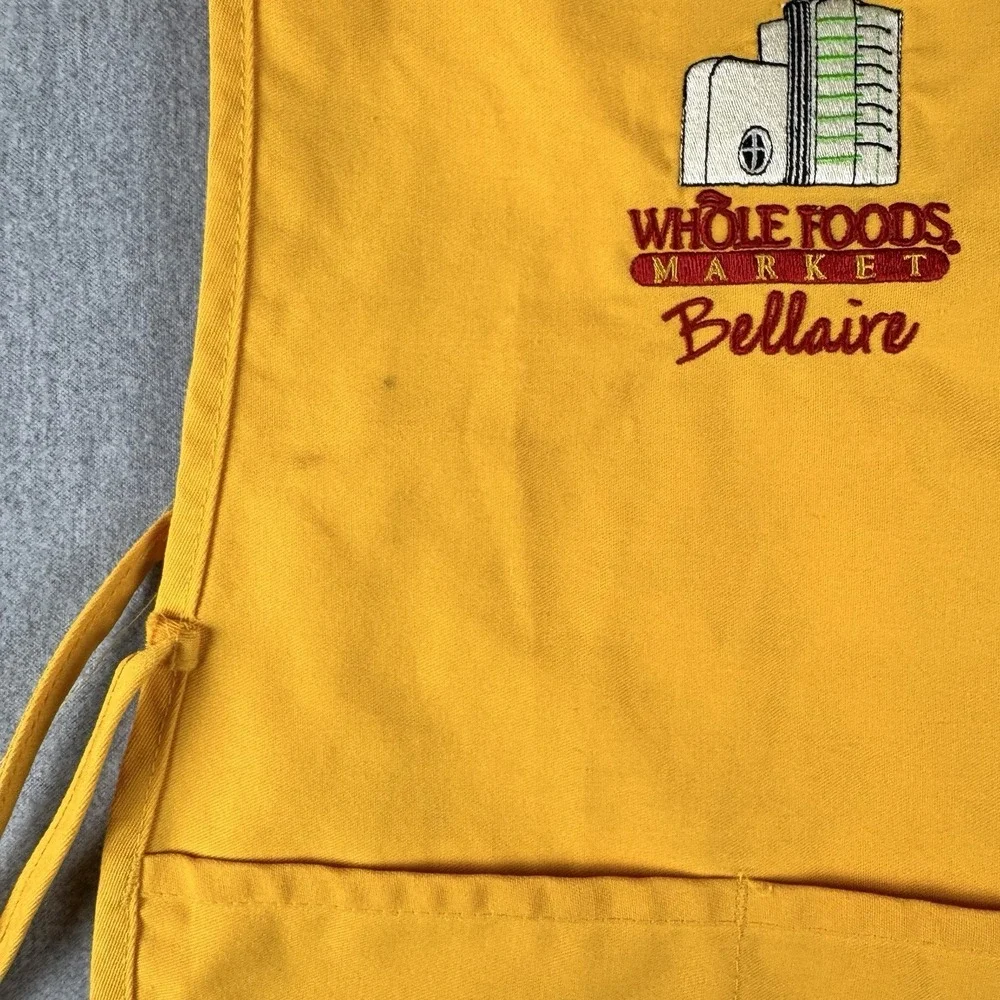Vintage Whole Foods Market Bellaire Child Apron Made USA Yellow‎